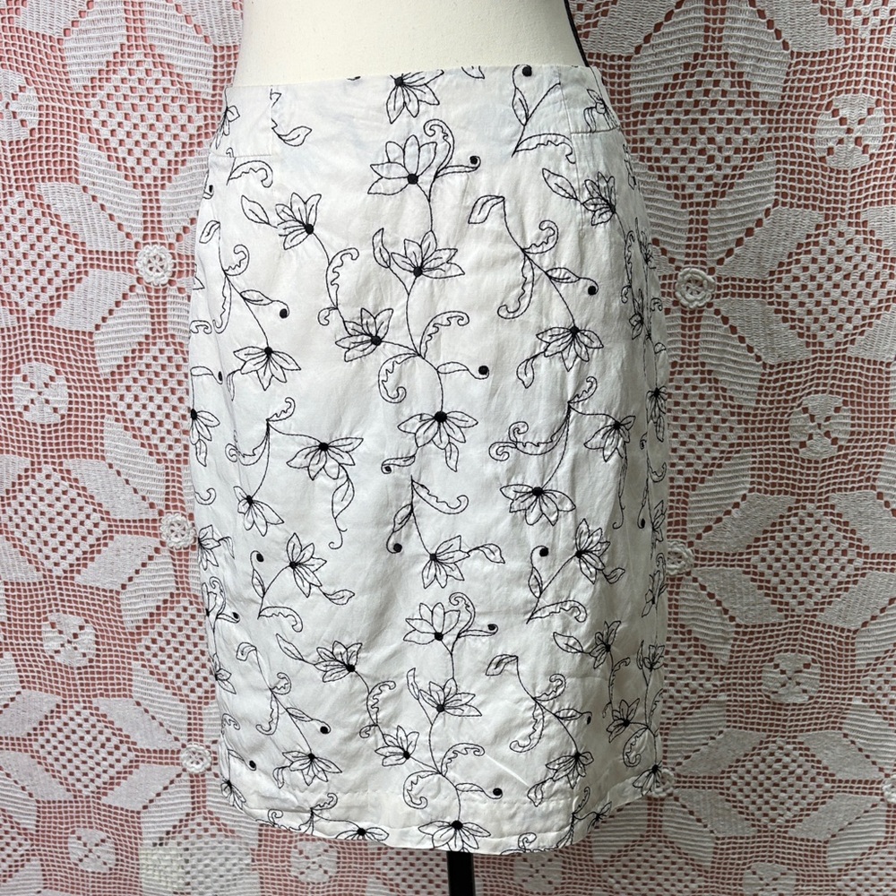 Madison Studio Silk Blend Embroidered Skirt